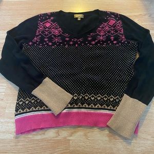 Black and pink Vera Wang V neck sweater